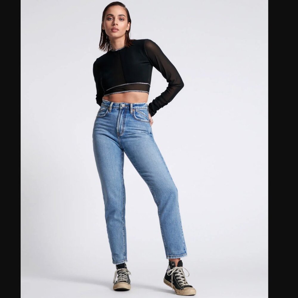 One Teaspoon Legends High Waist Straight Leg Denim Jeans - Berlin Blue